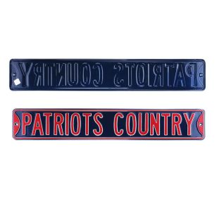 New England Patriots Country Officially Licensed Authentic Steel 36x6 Blue & Red NFL Street Sign