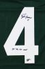 Brett Favre Signed Green Bay Custom Green Jersey With "95, 96, 97 NFL MVP" Inscription