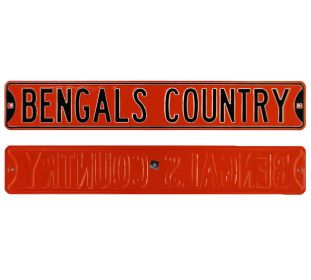 Cincinnati Bengals Country Officially Licensed Authentic Steel 36x6 Orange & Black NFL Street Sign