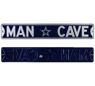 Dallas Cowboys Man Cave Officially Licensed Authentic Steel 36x6 Navy Blue & Silver NFL Street Sign