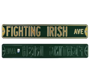 Notre Dame Fighting Irish Avenue Officially Licensed Authentic Steel 36x6 Green & Gold NCAA Street Sign