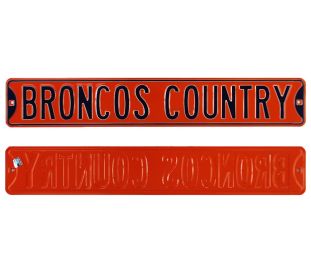 Denver Broncos Country Officially Licensed Authentic Steel 36x6 Orange and Navy Blue NFL Street Sign