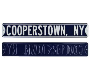 Cooperstown, NY Officially Licensed Authentic Steel 36x6 Blue and White MLB Street Sign