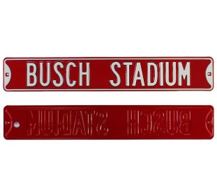 St. Louis Cardinals Busch Stadium Officially Licensed Authentic Steel 36x6 Red & White MLB Street Sign