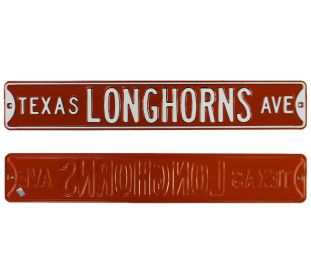 Texas Longhorns Officially Licensed Authentic Steel 36x6 "Texas Longhorns Avenue" Orange & White NCAA Street Sign