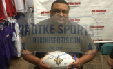 Willie Roaf Signed New Orleans Saints Embroidered NFL Logo Football with "HOF 2012" Inscription